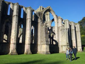 Ruins of Fountains Abbey, Yorkshire in the winter sunshine