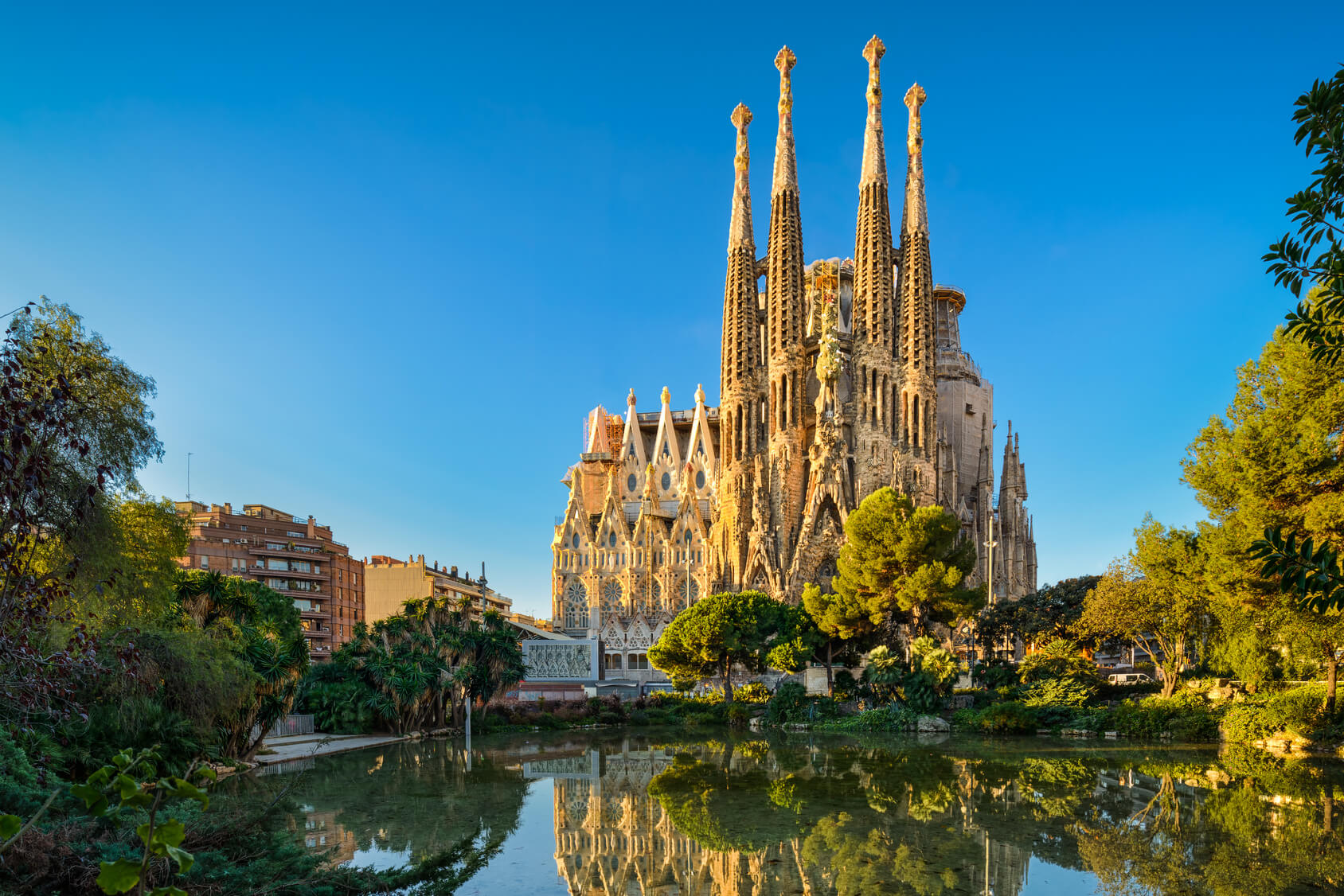 Sagrada Familia cathedral in sunlight