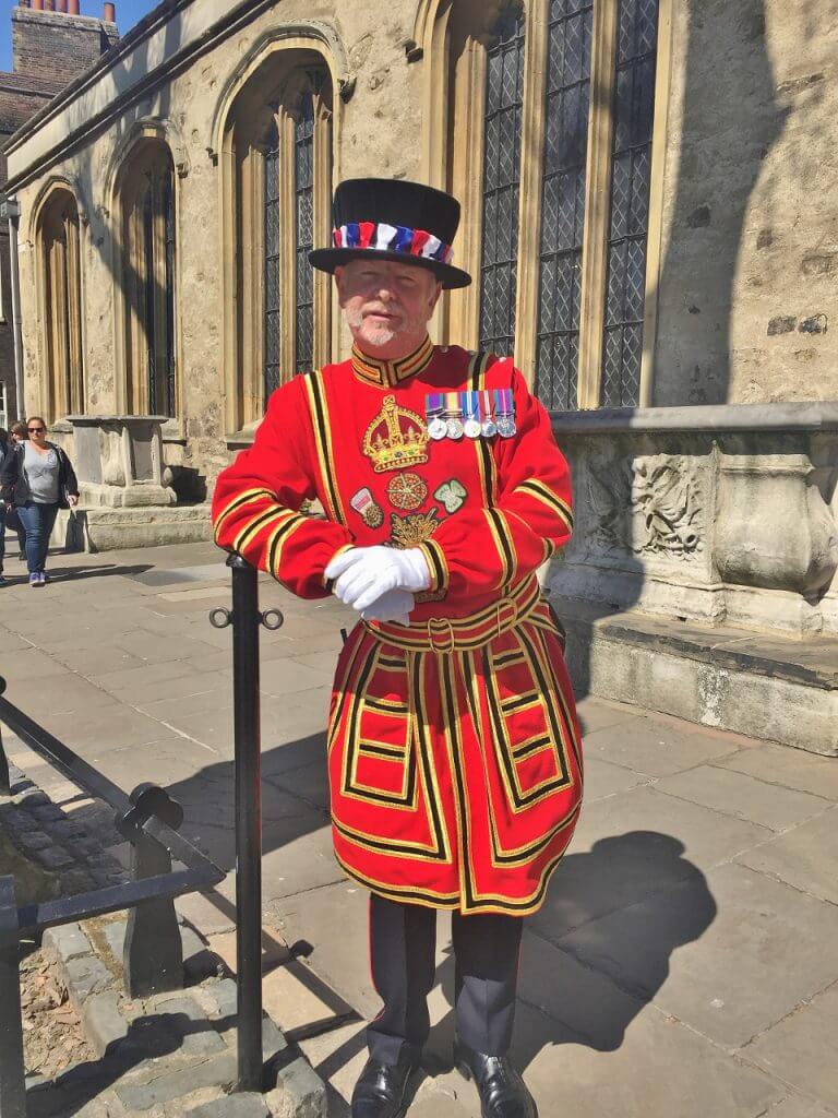 Yeoman Warder in dress uniform in the Tower of London