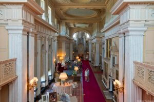 Blenheim palace interior. The Long Library designed by the architect Sir Nicholas Hawksmoor.