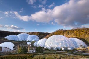 The Eden Project is a huge park open to the public. It has two huge biomes, which create a tropical and temperate zone under which millions of plants now grow. Opened in 2001, it is a major visitor attraction in England.